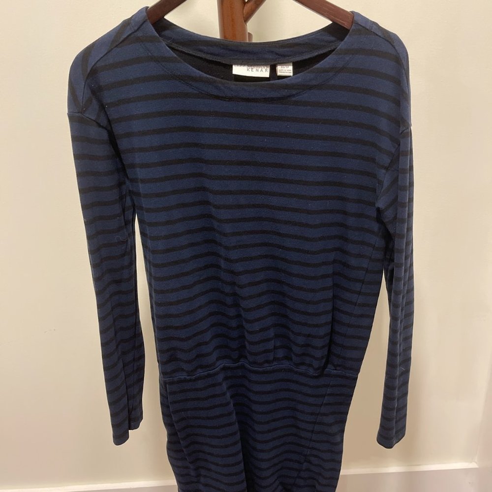 Kenar Blue Black Patterned Dress, US Size XS